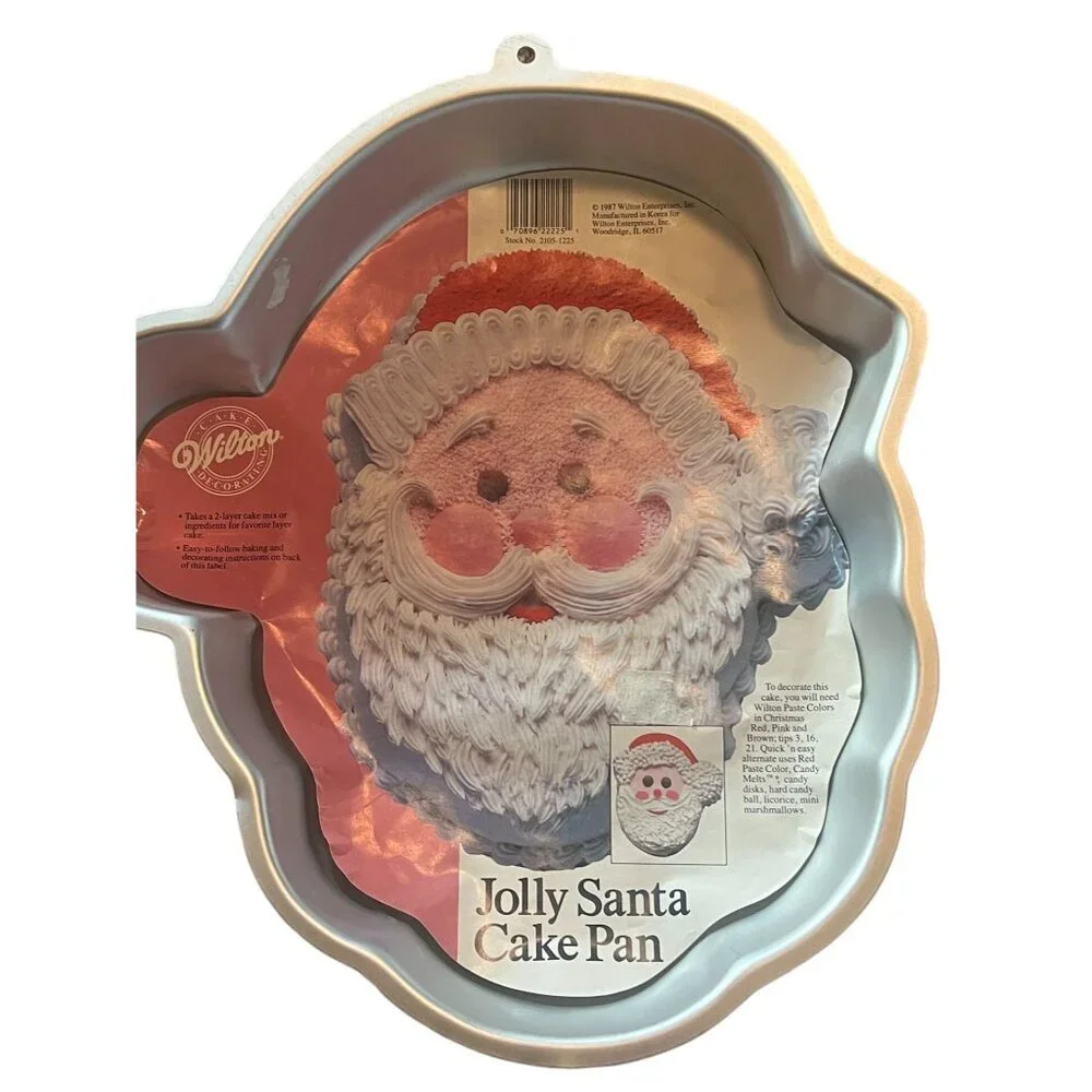 Vintage Wilton Jolly Santa Cake Pan Aluminum Bakeware Christmas Baking 1987